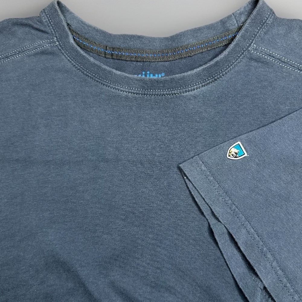 Kuhl Wildfibre T-Shirt Men Large Blue Organic Cotton Short Sleeve Hiking Casual